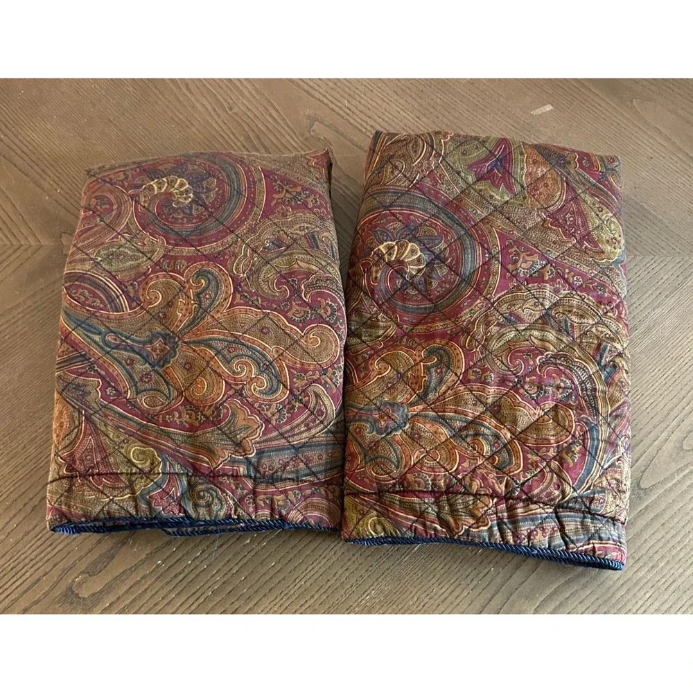 2 American Living Lichfield Litchfield Ralph Lauren Quilted Paisley Pillow Shams